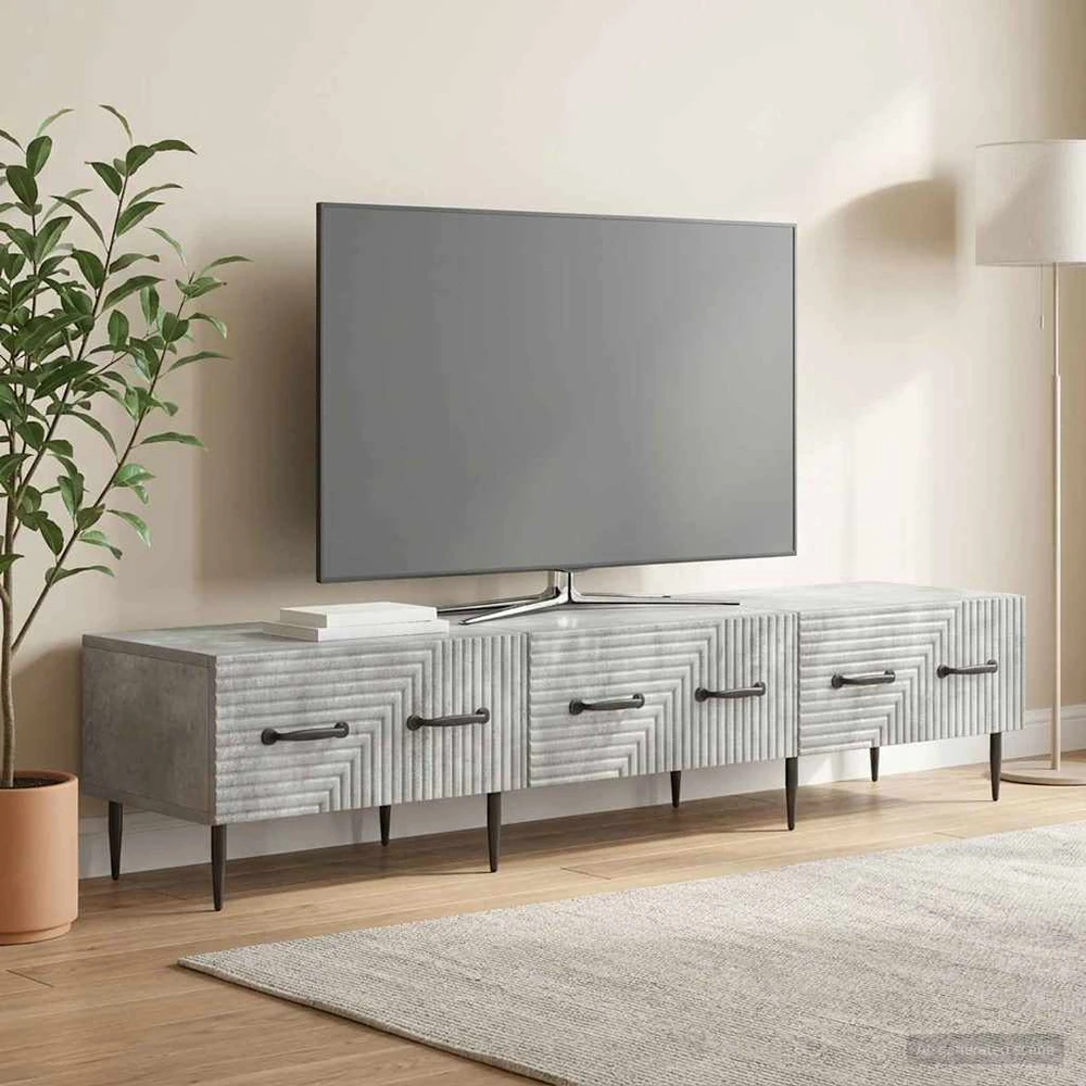 TV staliukas Televizoriaus spintelė Betono pilka 147 x 34,5 x 30 cm