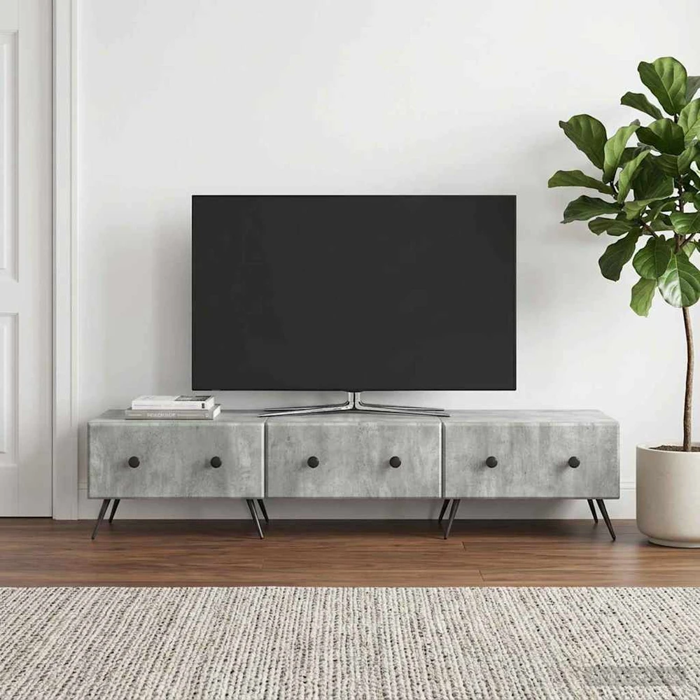 TV staliukas Televizoriaus spintelė Betono pilka 147 x 34,5 x 30 cm