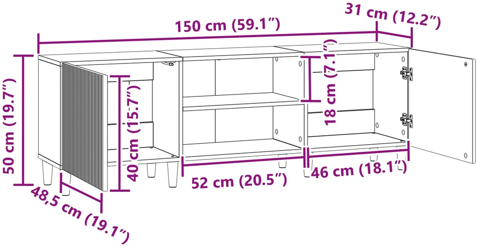 Televizoriaus spintelė Betono pilka 150 x 31 x 50 cm