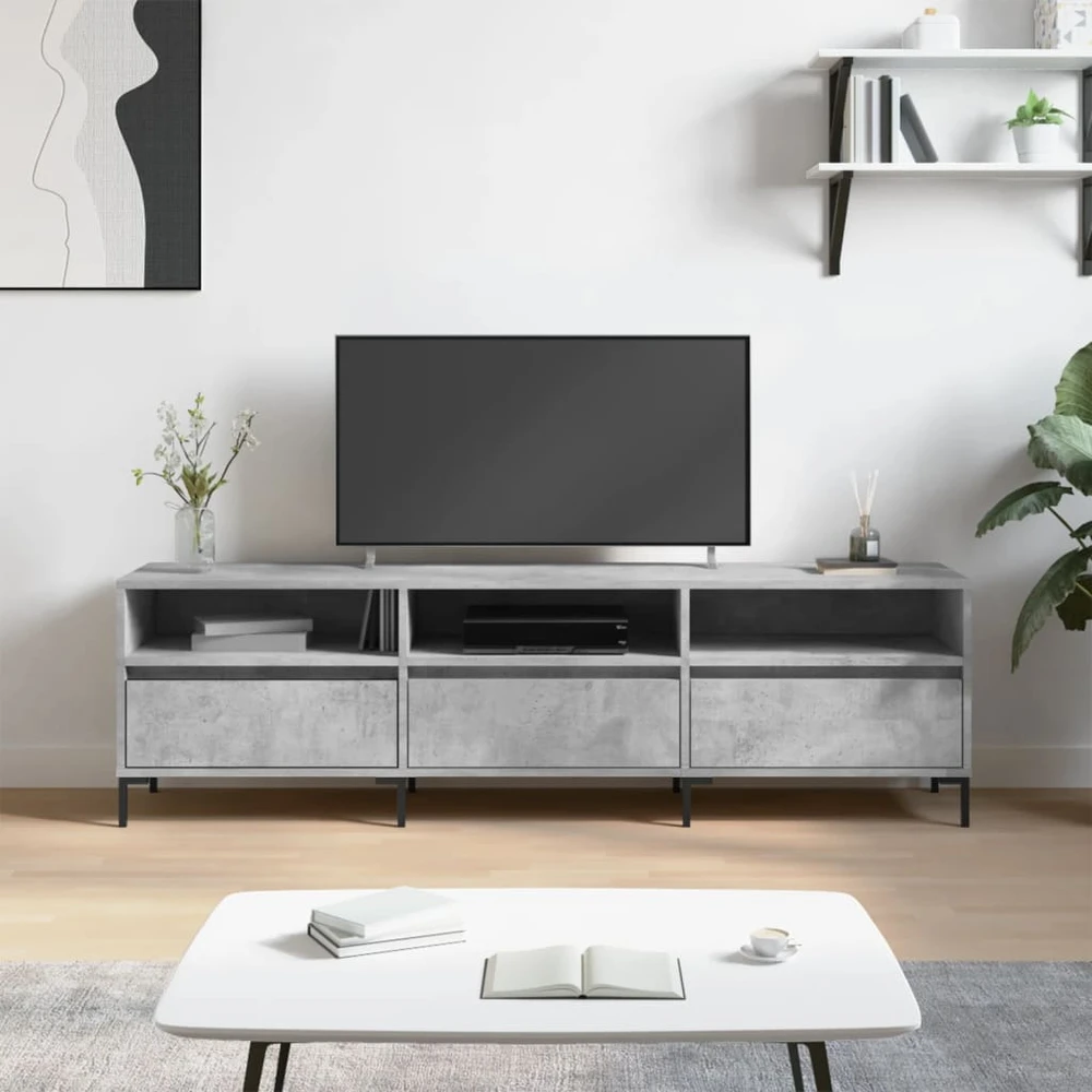 TV staliukas Televizoriaus spintelė, betono pilka, 150x30x44,5cm, mediena