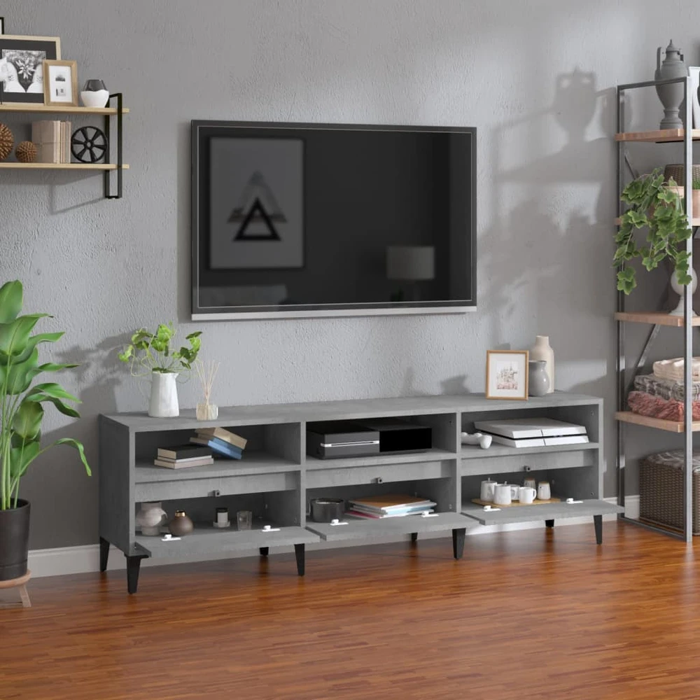 TV staliukas Televizoriaus spintelė, betono pilka, 150x30x44,5cm, mediena