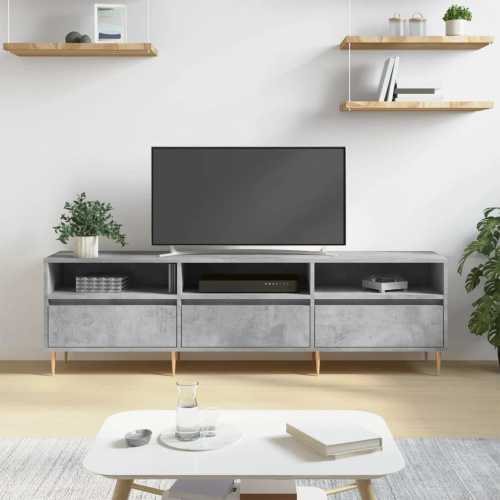 TV staliukas Televizoriaus spintelė, betono pilka, 150x30x44,5cm, mediena
