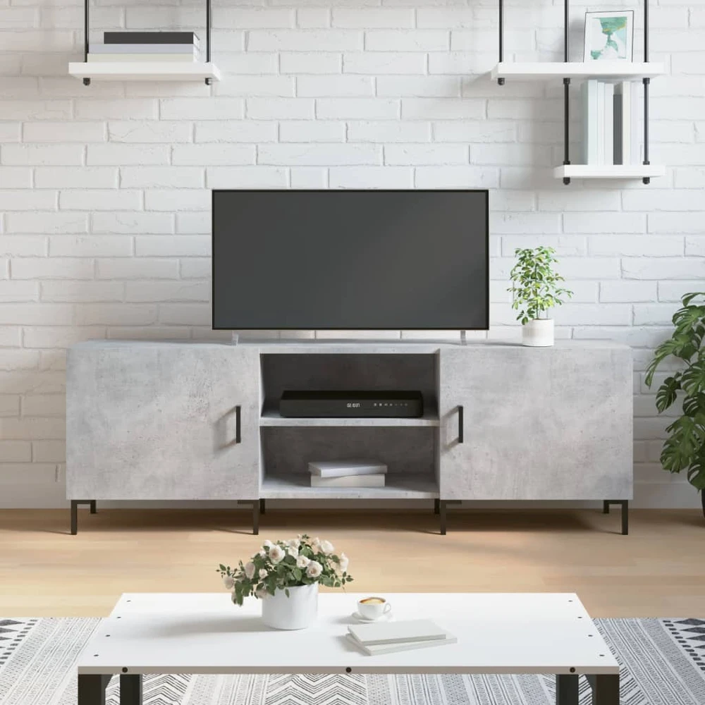 TV staliukas Televizoriaus spintelė, betono pilka, 150x30x50cm, mediena
