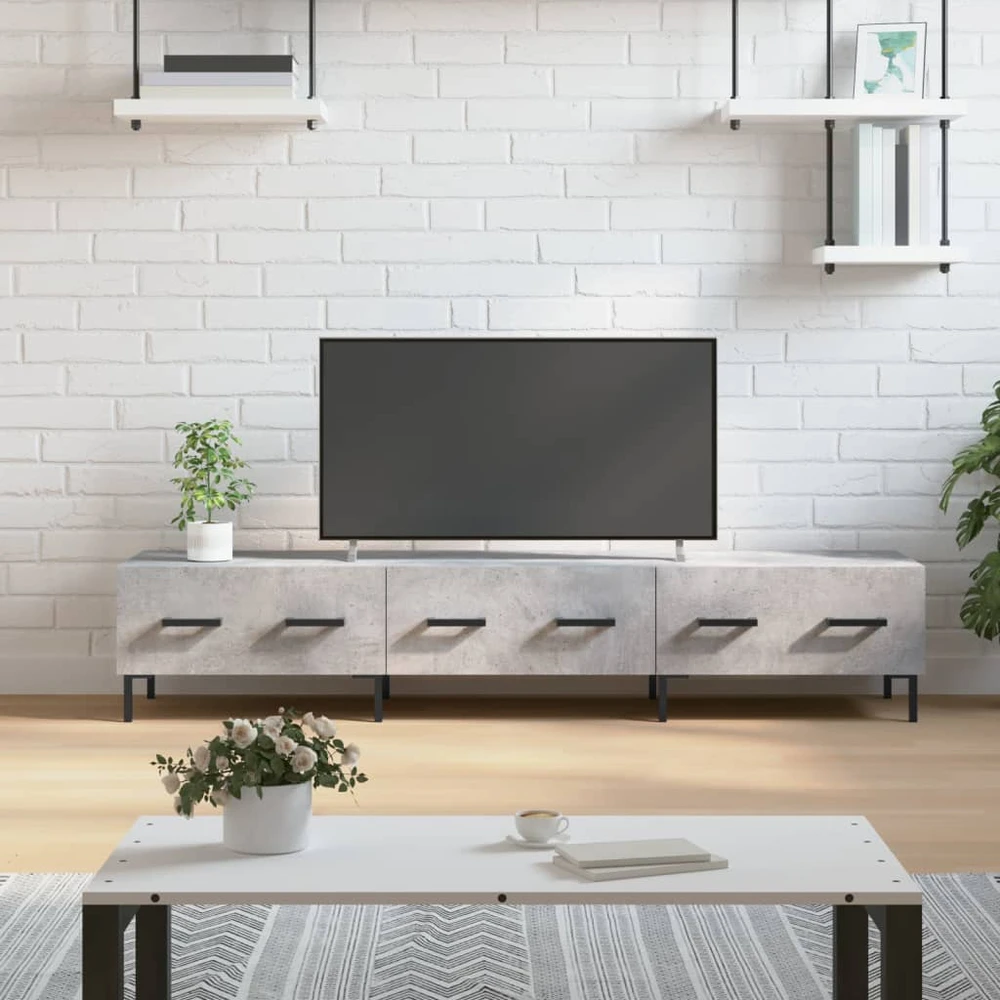 TV staliukas Televizoriaus spintelė, betono pilka, 150x36x30cm, mediena