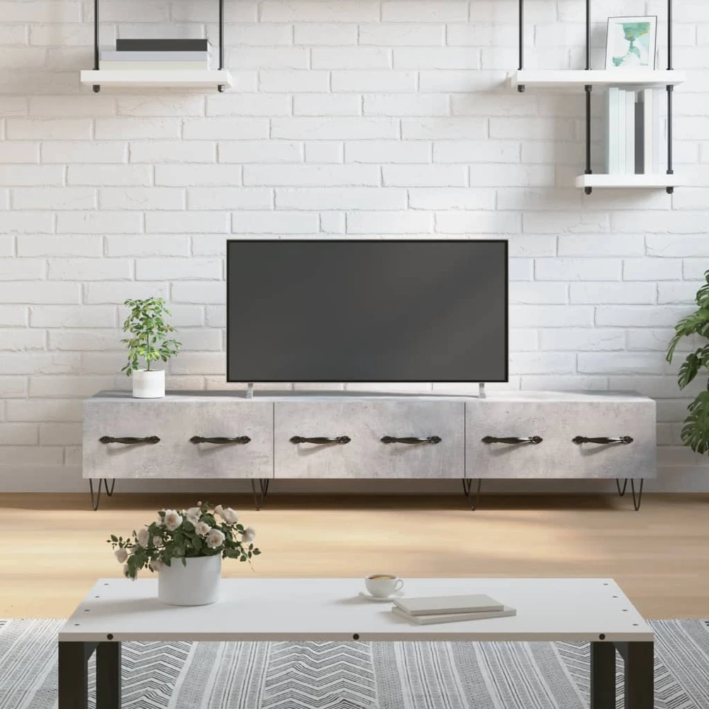TV staliukas Televizoriaus spintelė, betono pilka, 150x36x30cm, mediena