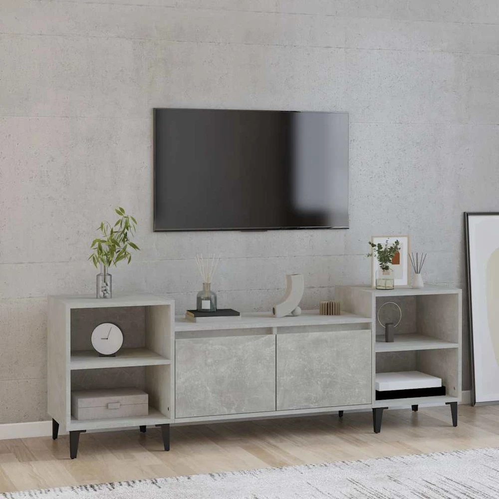 TV staliukas Televizoriaus spintelė, betono pilka, 160x35x55cm, mediena