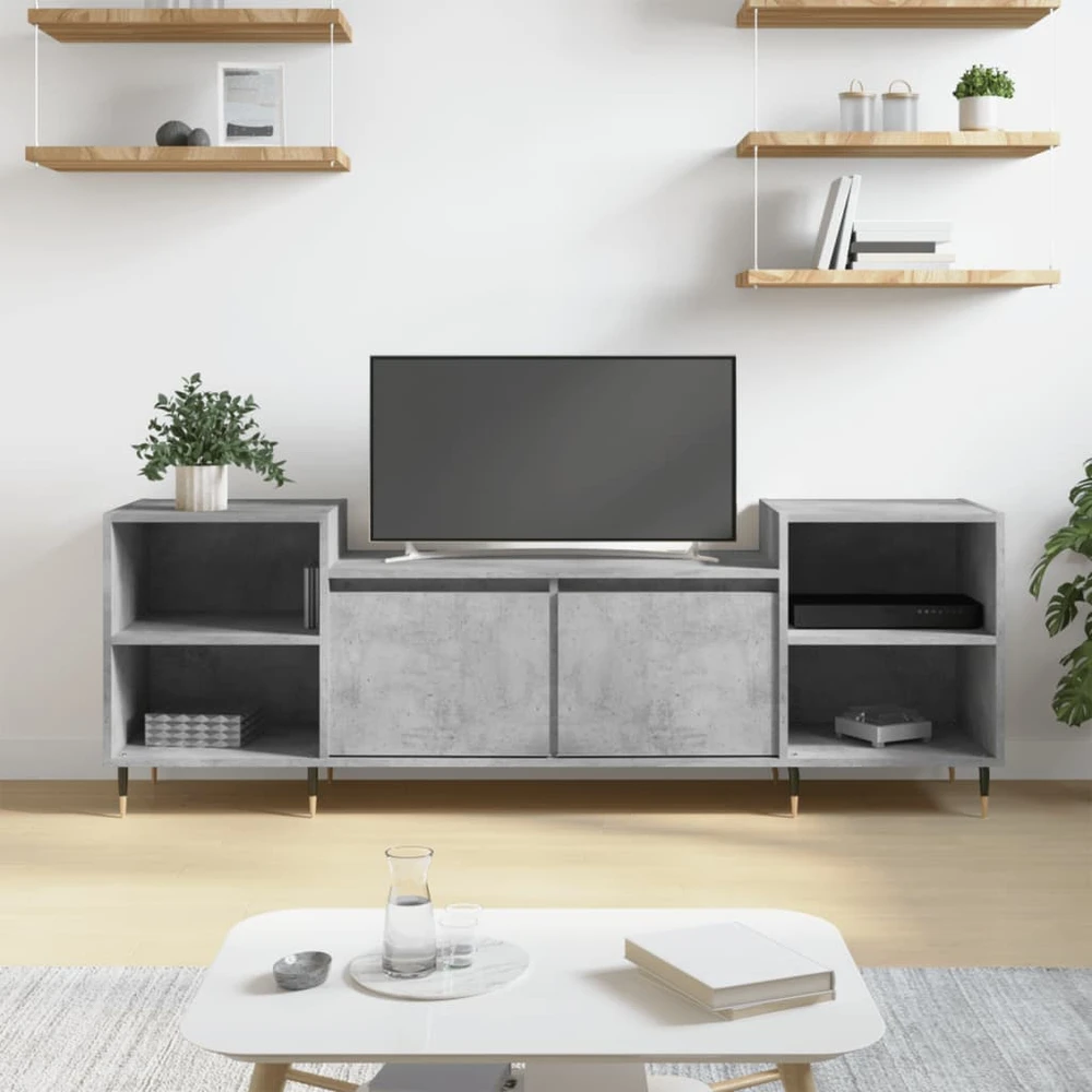 TV staliukas Televizoriaus spintelė, betono pilka, 160x35x55cm, mediena