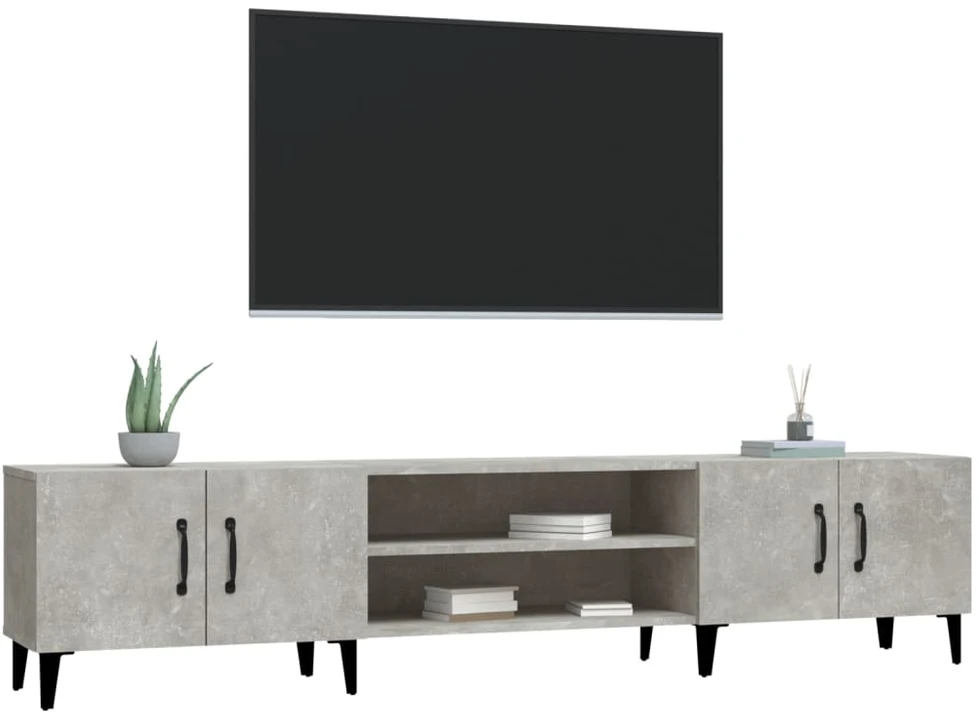 TV staliukas Televizoriaus spintelė, betono pilka, 180x31,5x40cm, mediena