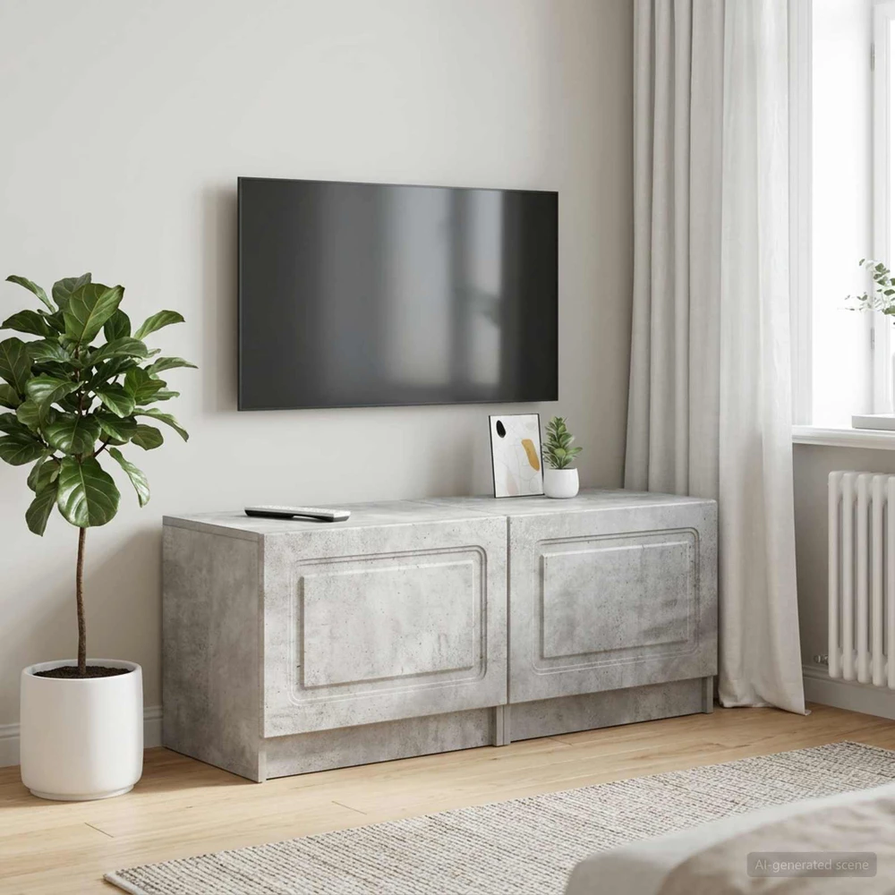 TV staliukas Televizoriaus spintelė Betono pilka Apdirbta mediena