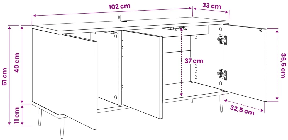 TV staliukas Televizoriaus spintelė BONN 102 x 33 x 51 cm Juodojo ąžuolo
