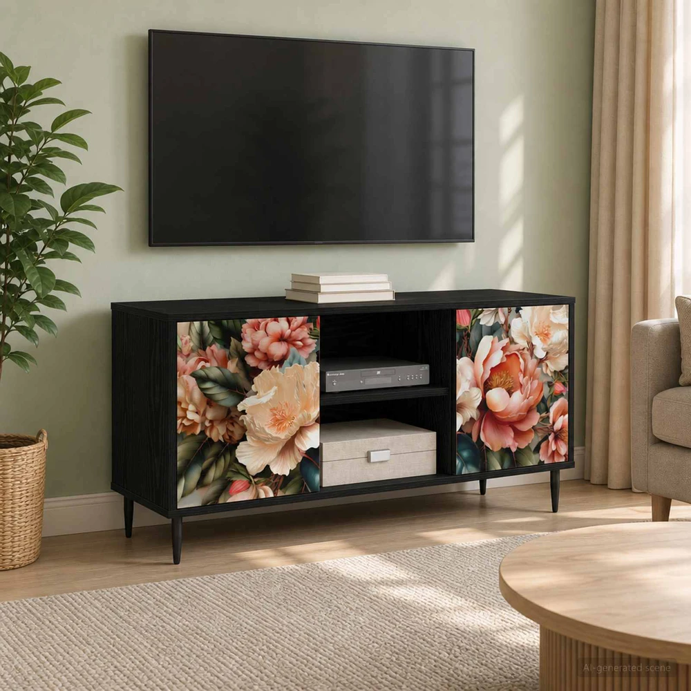 TV staliukas Televizoriaus spintelė BORNE 102 x 33 x 51 cm Juodojo ąžuolo