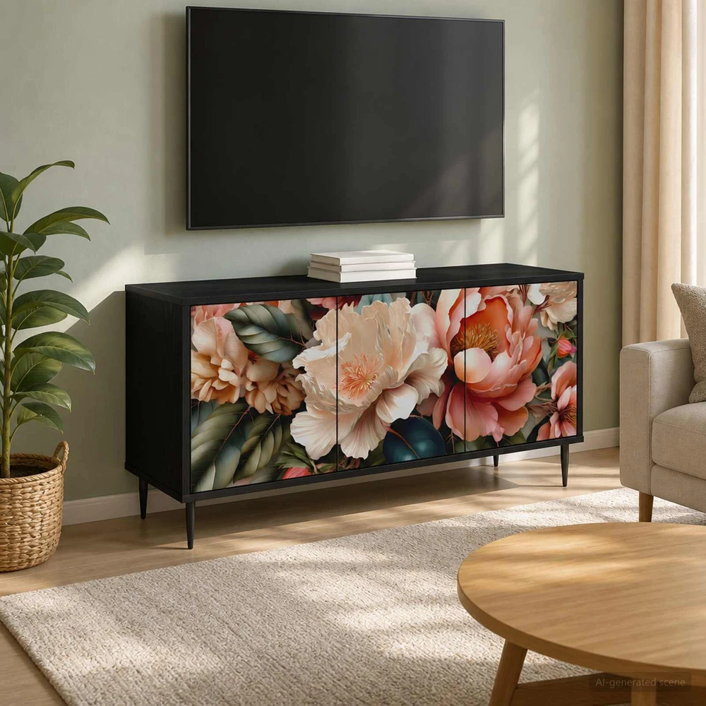 TV staliukas Televizoriaus spintelė BORNE 102 x 33 x 51 cm Juodojo ąžuolo