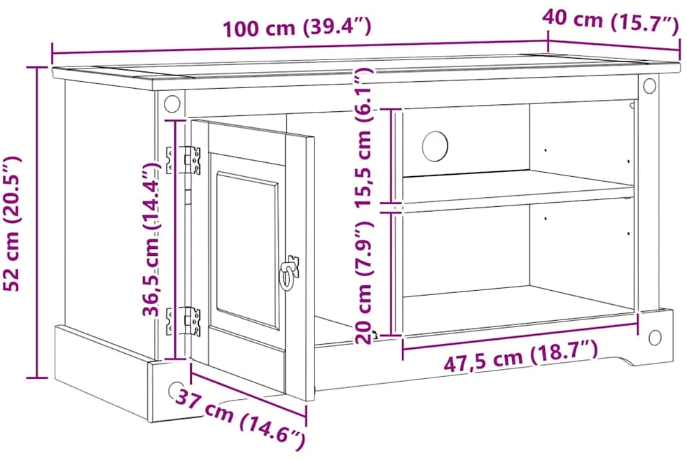 TV staliukas Televizoriaus spintelė CORONA 100 x 40 x 52 cm Balta