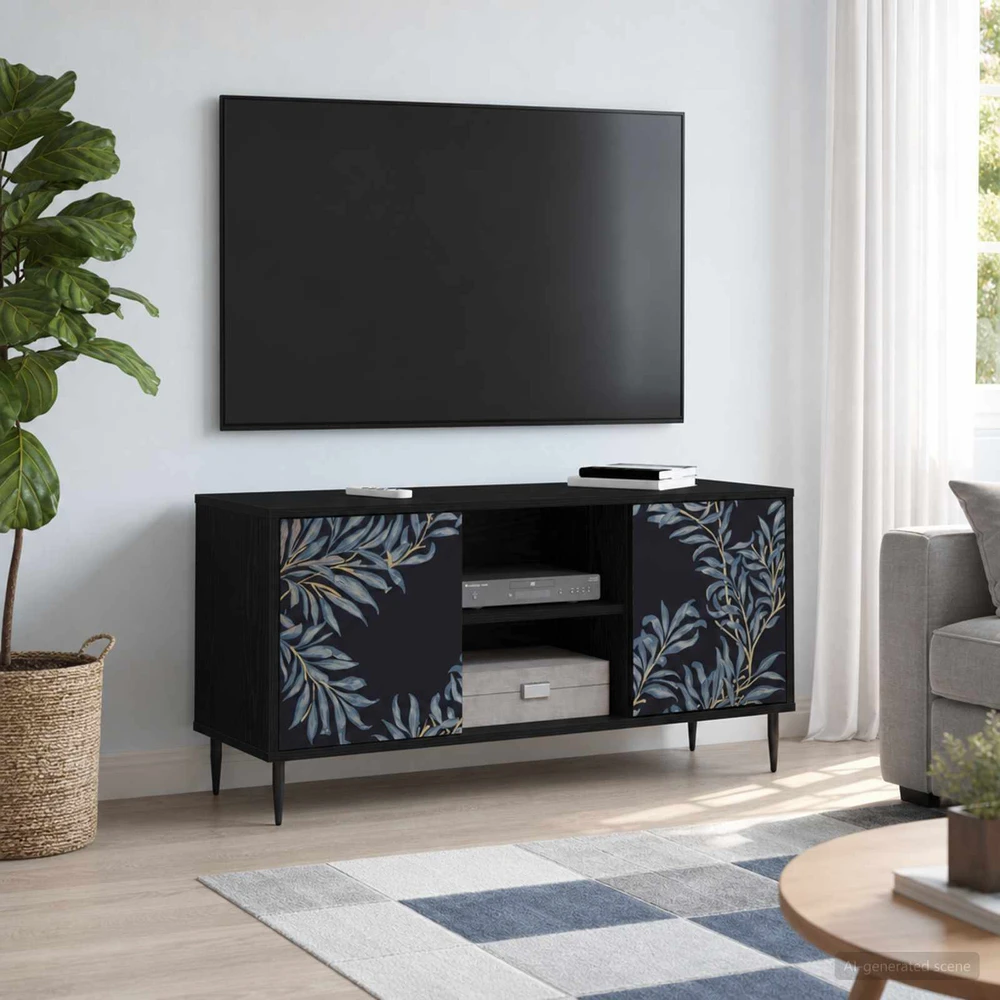 TV staliukas Televizoriaus spintelė DOKKUM 102 x 33 x 51 cm Juodojo ąžuolo