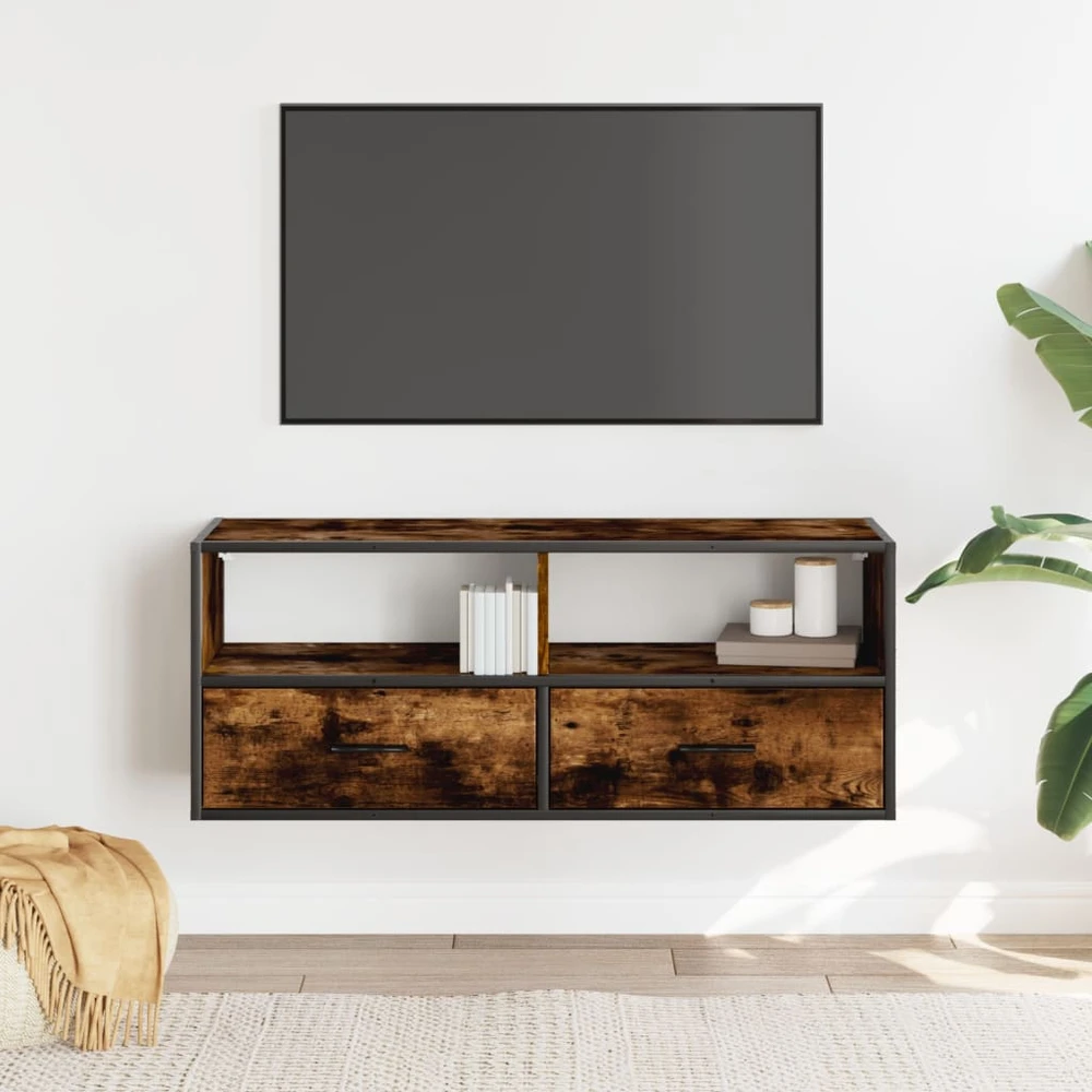 TV staliukas Televizoriaus spintelė, dūminė, 100x31x39,5cm, mediena/metalas