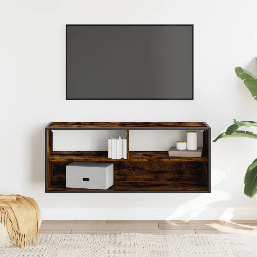 TV staliukas Televizoriaus spintelė, dūminė, 100x31x39,5cm, mediena/metalas