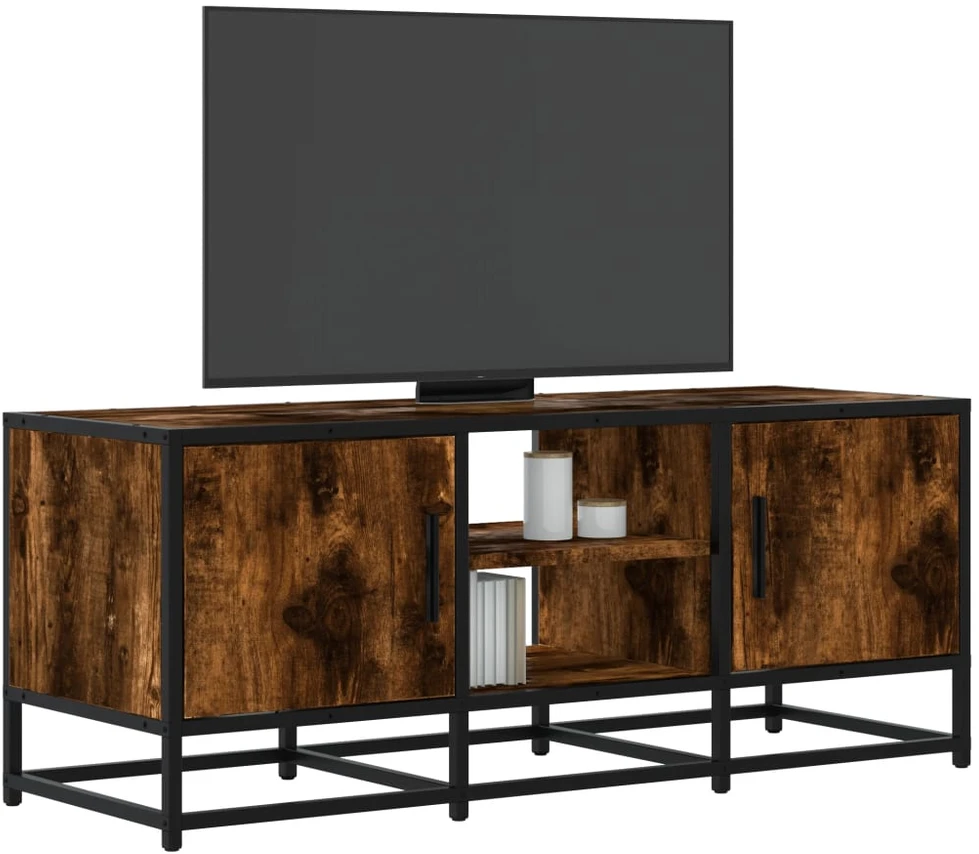 TV staliukas Televizoriaus spintelė, dūminė, 100x35x41cm, mediena ir metalas