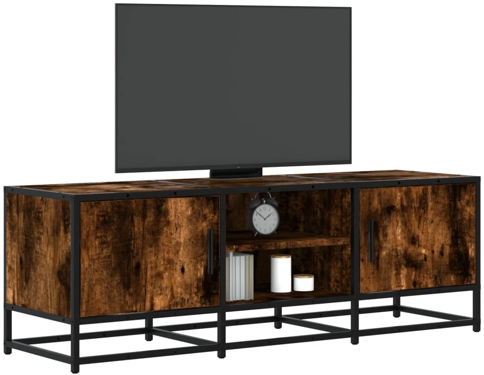 TV staliukas Televizoriaus spintelė, dūminė, 120x35x41cm, mediena ir metalas