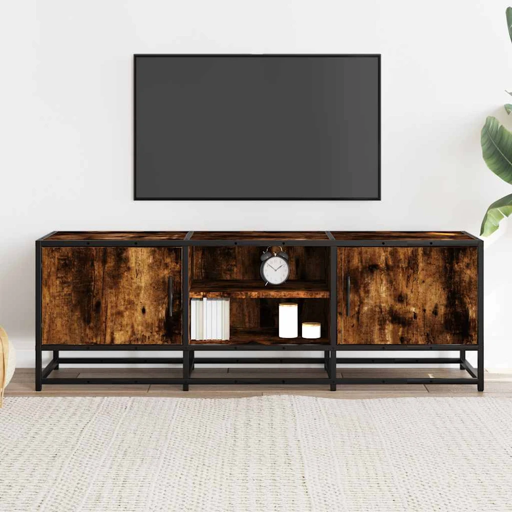 TV staliukas Televizoriaus spintelė, dūminė, 120x35x41cm, mediena ir metalas
