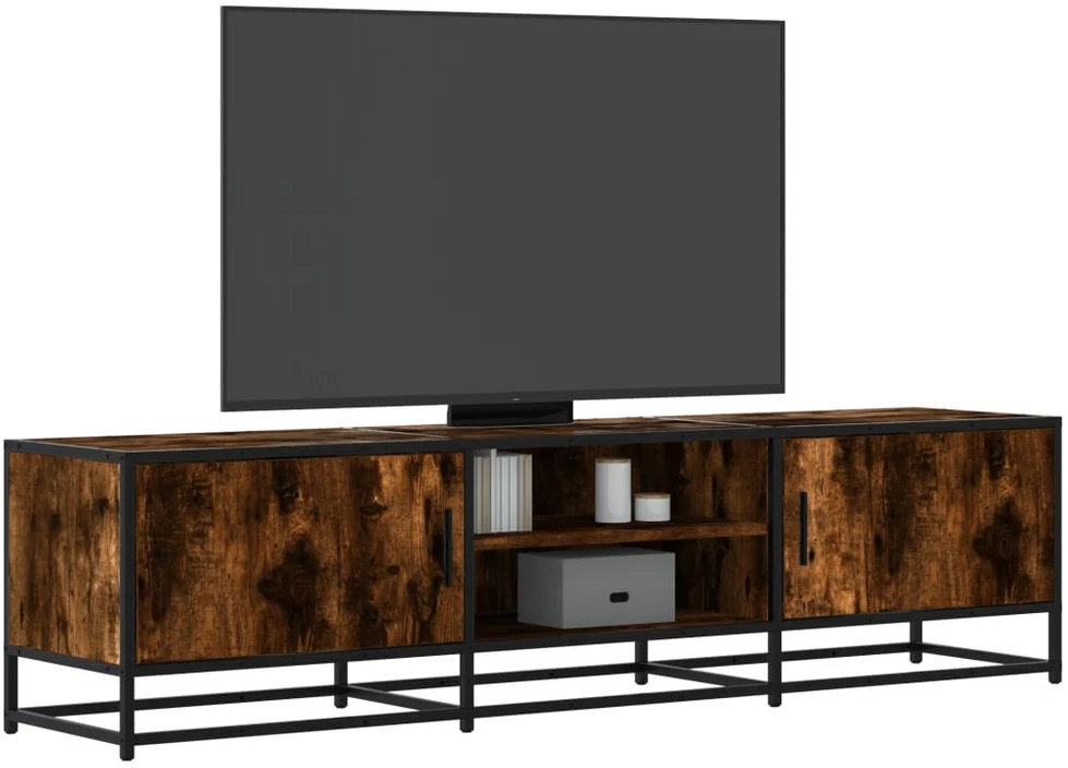 TV staliukas Televizoriaus spintelė, dūminė, 160x35x41cm, mediena ir metalas