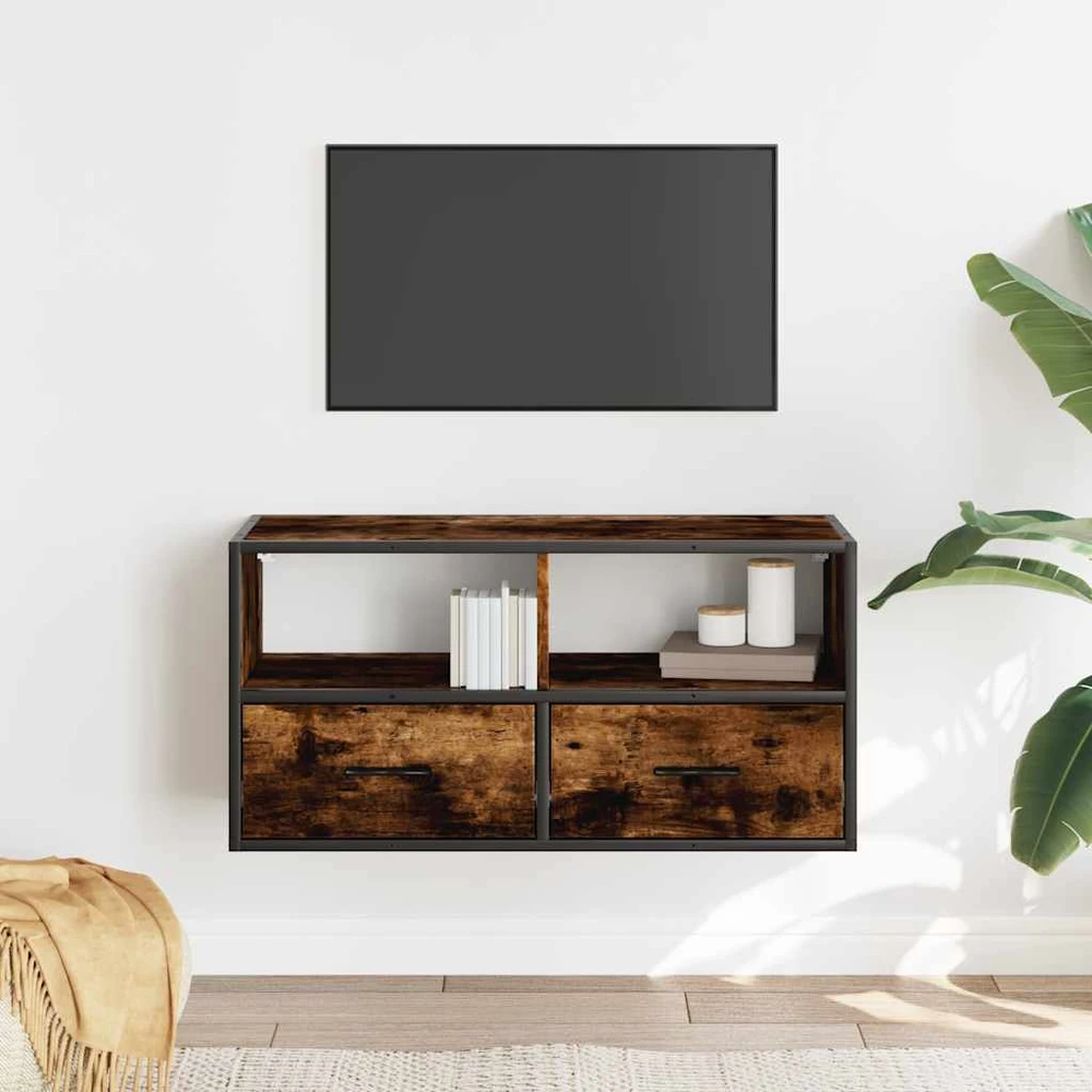 TV staliukas Televizoriaus spintelė, dūminė, 80x31x39,5cm, mediena/metalas
