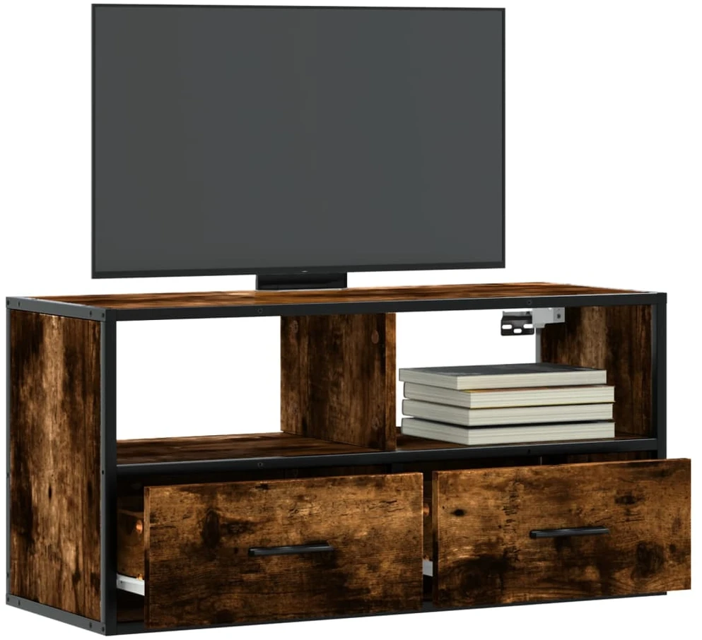 TV staliukas Televizoriaus spintelė, dūminė, 80x31x39,5cm, mediena/metalas