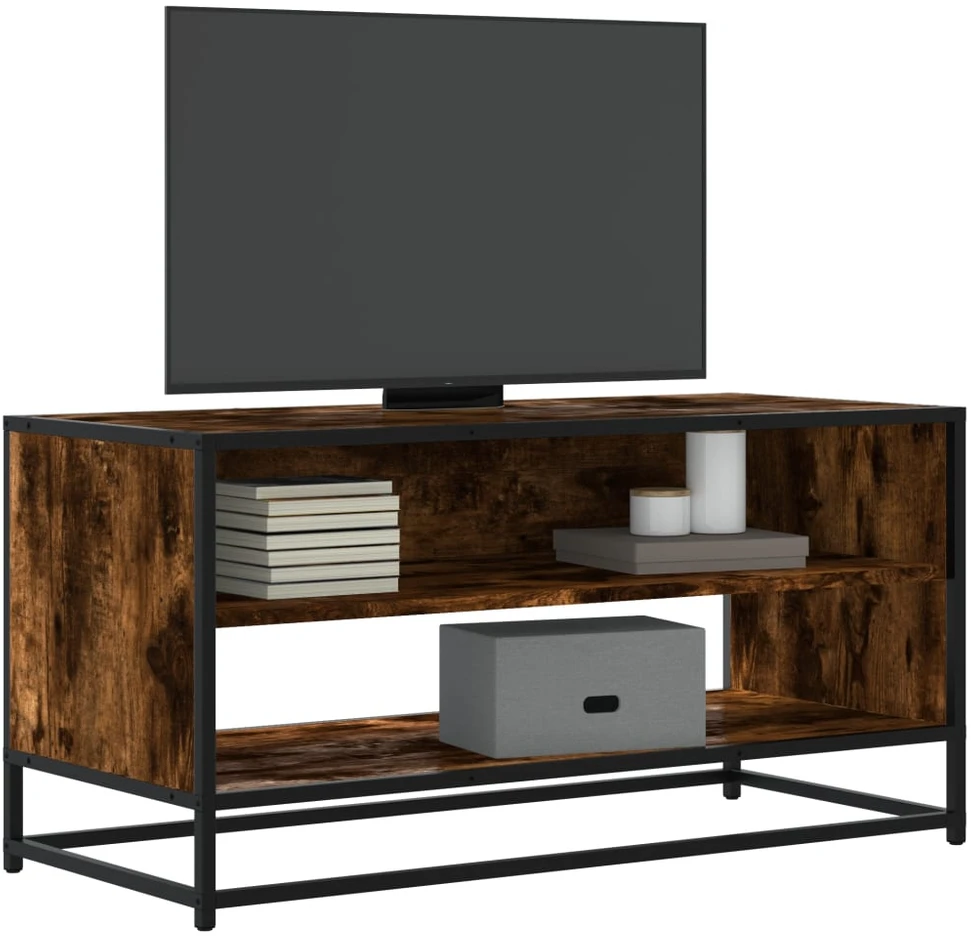 TV staliukas Televizoriaus spintelė, dūminė, 91x40x46cm, mediena ir metalas