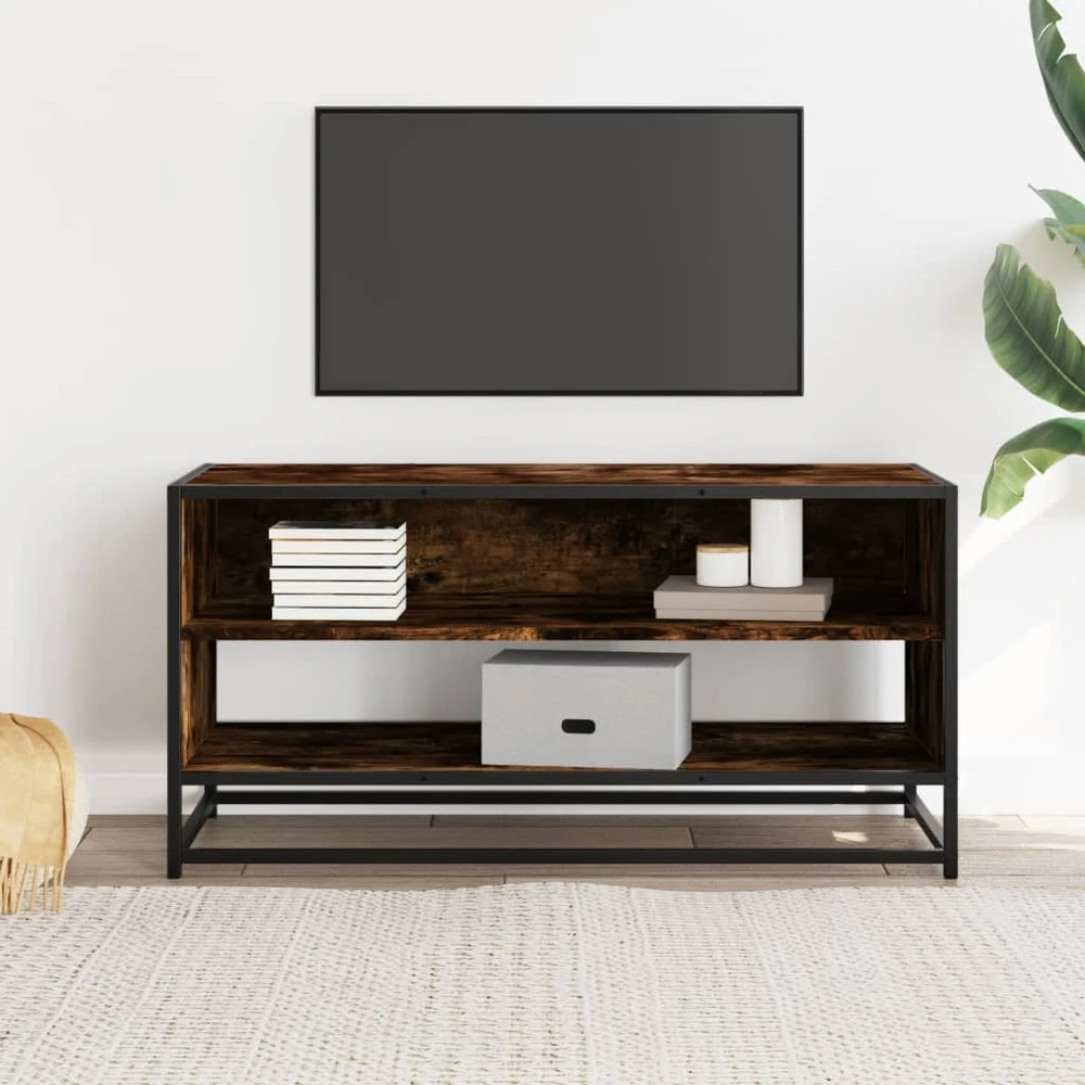 TV staliukas Televizoriaus spintelė, dūminė, 91x40x46cm, mediena ir metalas