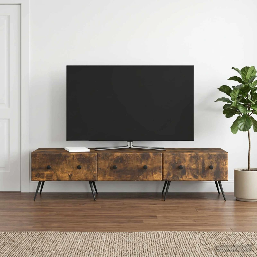 TV staliukas Televizoriaus spintelė Dūminio ąžuolo 147 x 34,5 x 30 cm