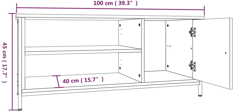 TV staliukas Televizoriaus spintelė, dūminio ąžuolo, 100x40x45cm, mediena