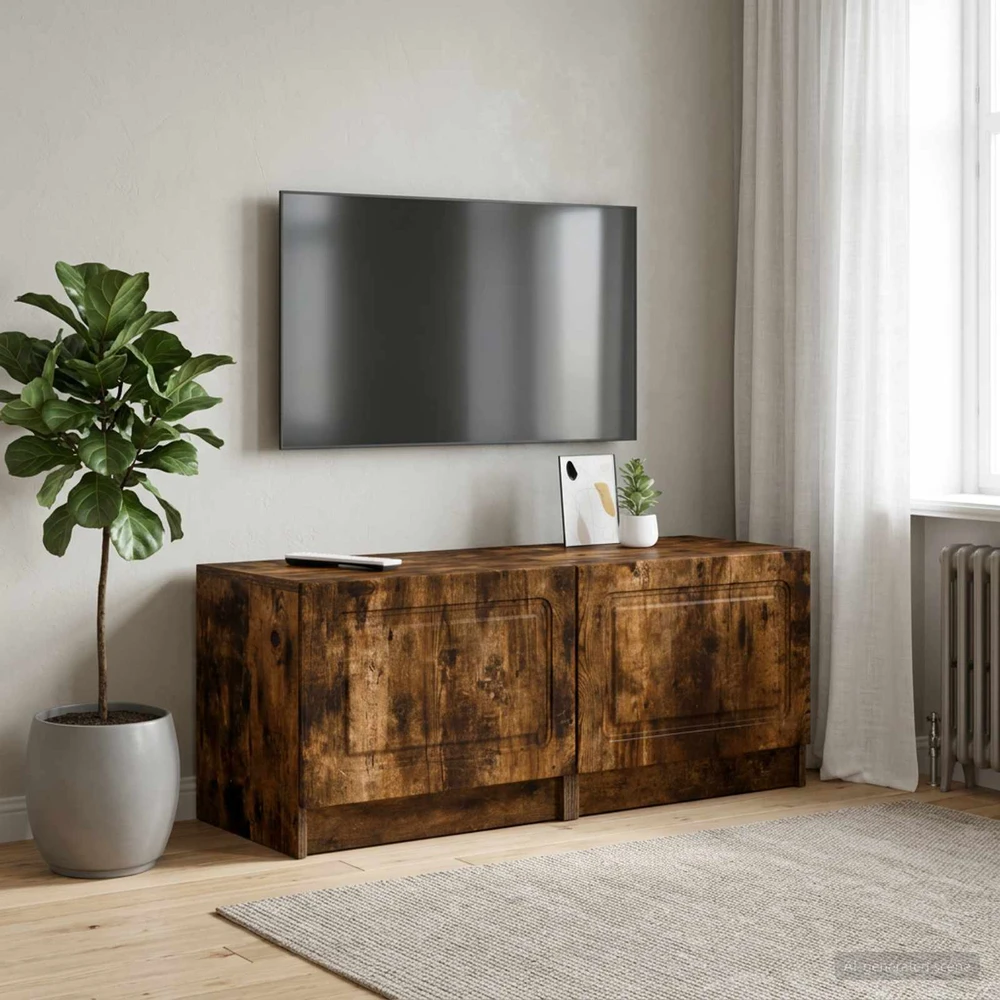 TV staliukas Televizoriaus spintelė Dūminio ąžuolo Apdirbta mediena