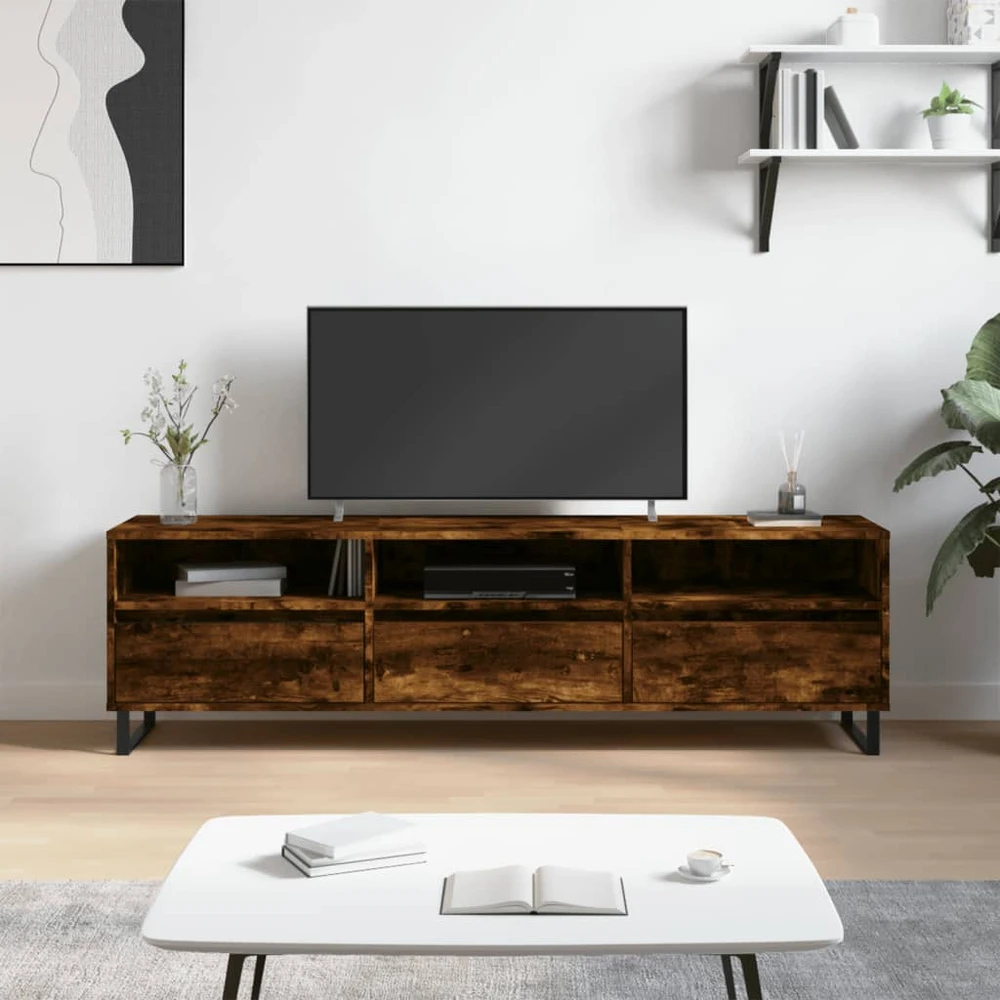 TV staliukas Televizoriaus spintelė, dūminio ąžuolo, 150x30x44,5cm, mediena