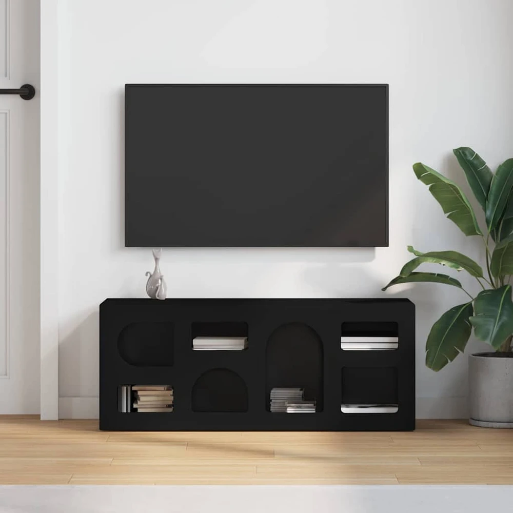 TV staliukas Televizoriaus spintelė ELST 100 x 35 x 40 cm Juoda