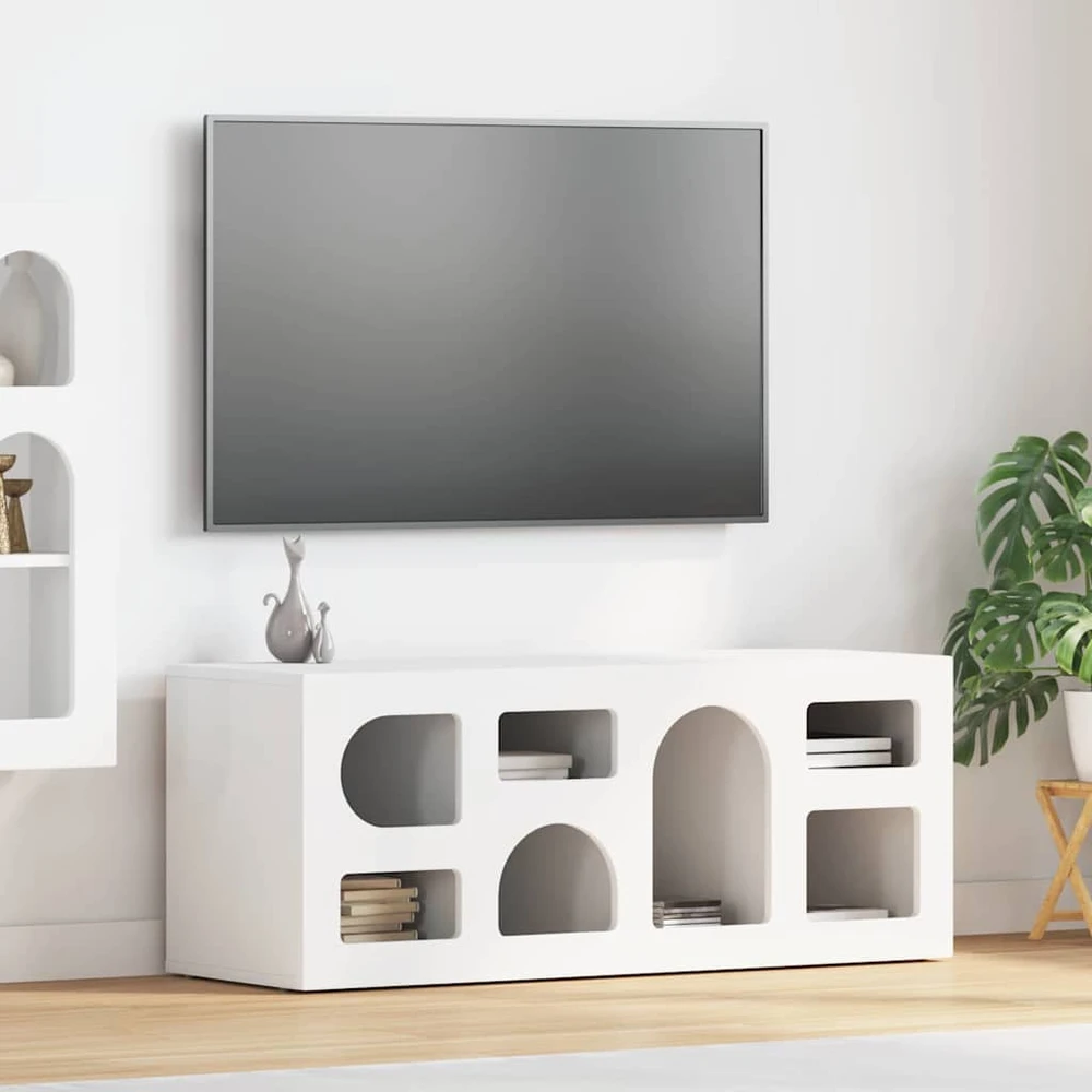 TV staliukas Televizoriaus spintelė ELST 100 x 35 x 40 cm Balta
