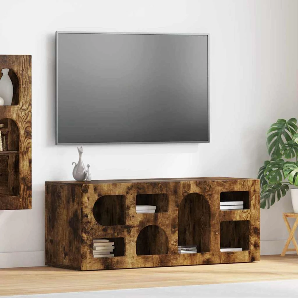 TV staliukas Televizoriaus spintelė ELST 100 x 35 x 40 cm Rūkyta ąžuolas