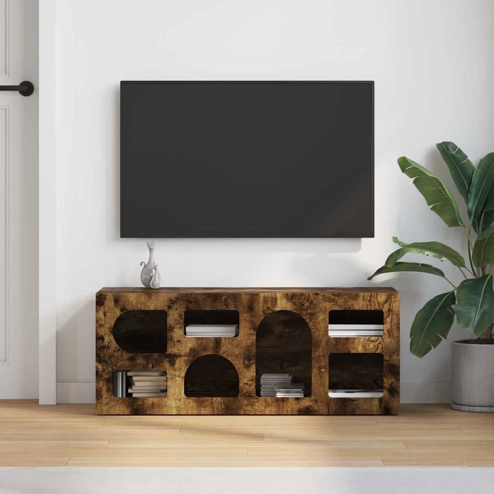 TV staliukas Televizoriaus spintelė ELST 100 x 35 x 40 cm Rūkyta ąžuolas