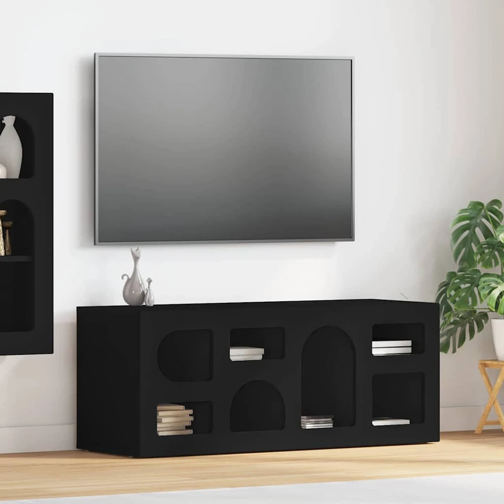 TV staliukas Televizoriaus spintelė ELST 100 x 35 x 40 cm Juoda