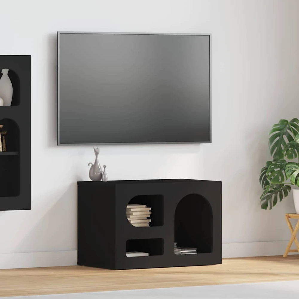 TV staliukas Televizoriaus spintelė ELST 60 x 35 x 40 cm Juoda