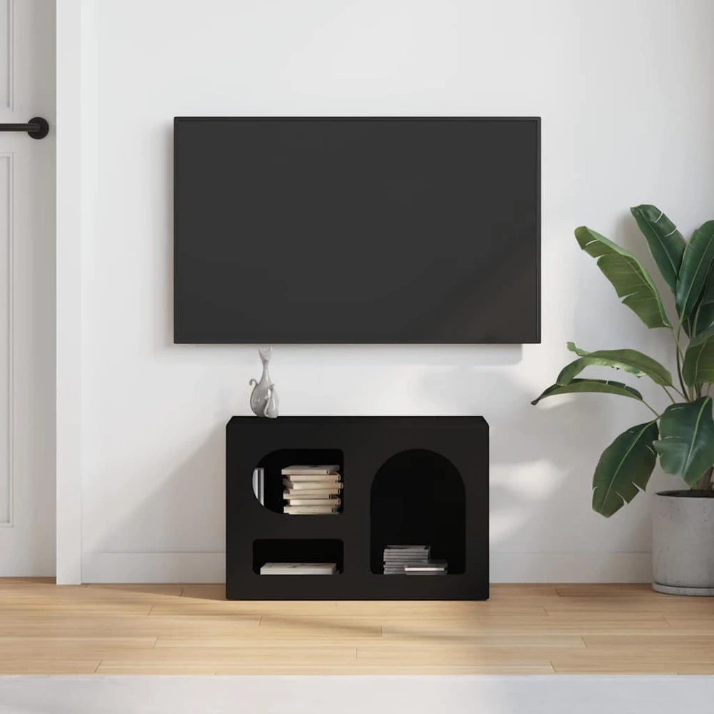 TV staliukas Televizoriaus spintelė ELST 60 x 35 x 40 cm Juoda