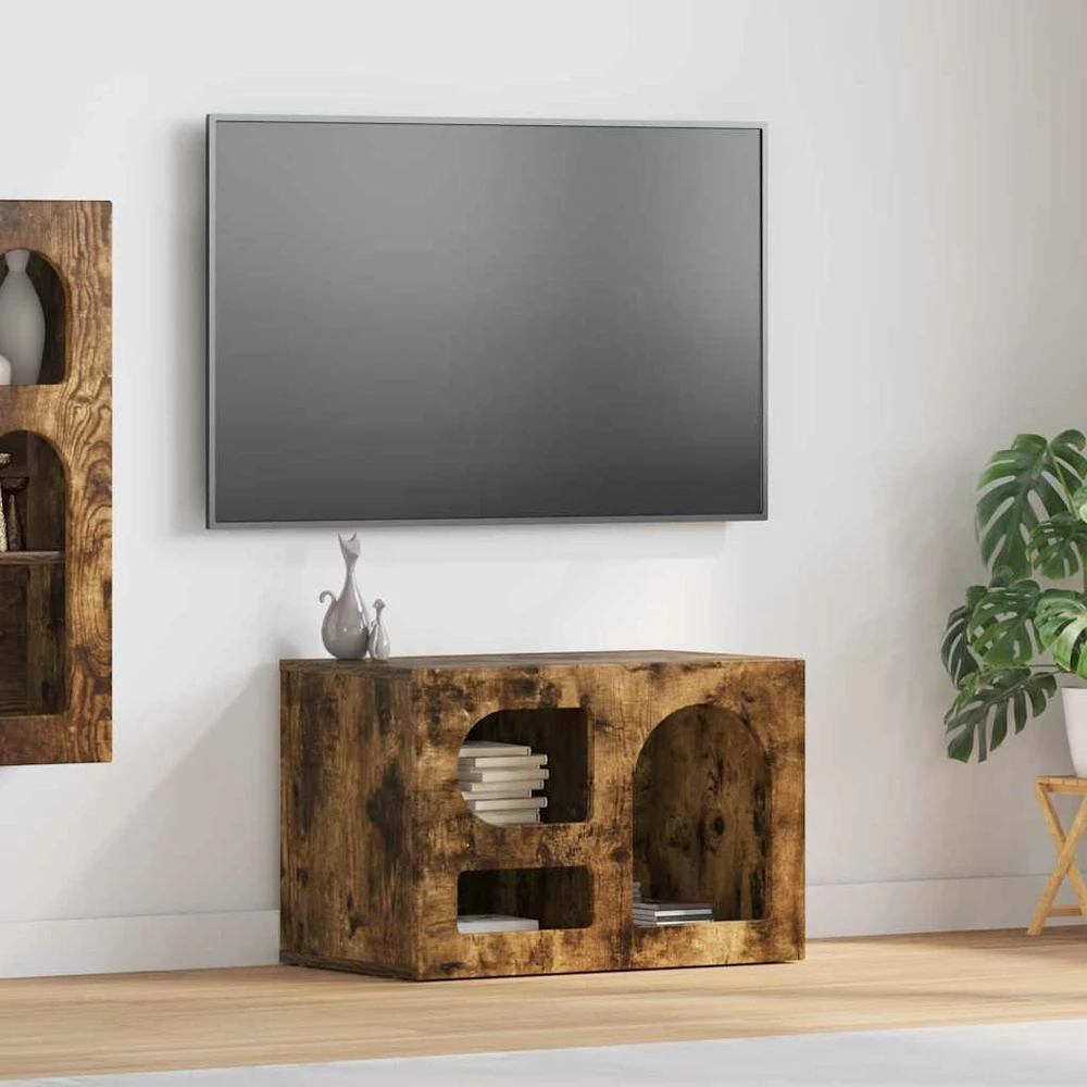 TV staliukas Televizoriaus spintelė ELST 60 x 35 x 40 cm Rūkyta ąžuolas