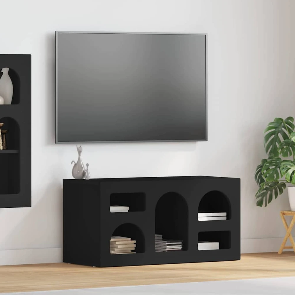 TV staliukas Televizoriaus spintelė ELST 80 x 35 x 40 cm Juoda