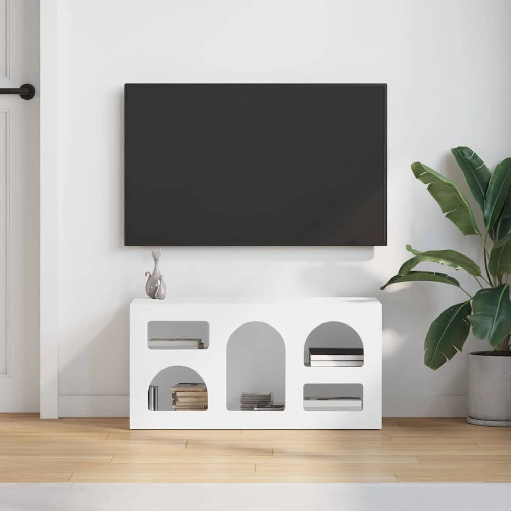 TV staliukas Televizoriaus spintelė ELST 80 x 35 x 40 cm Balta