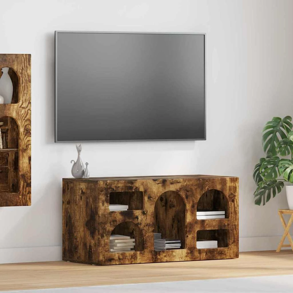 TV staliukas Televizoriaus spintelė ELST 80 x 35 x 40 cm Rūkyta ąžuolas