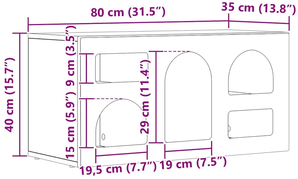 TV staliukas Televizoriaus spintelė ELST 80 x 35 x 40 cm Apdirbta mediena