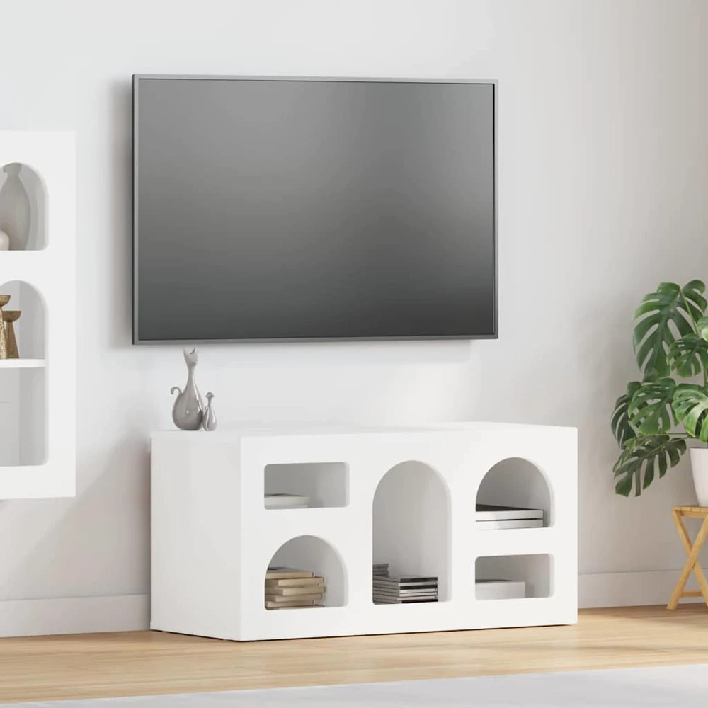 TV staliukas Televizoriaus spintelė ELST 80 x 35 x 40 cm Balta