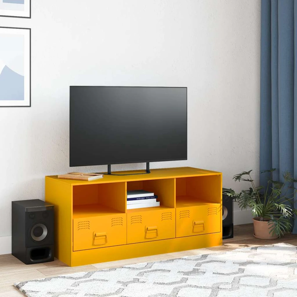 TV staliukas Televizoriaus spintelė, garstyčių geltona, 99x39x44cm, plienas