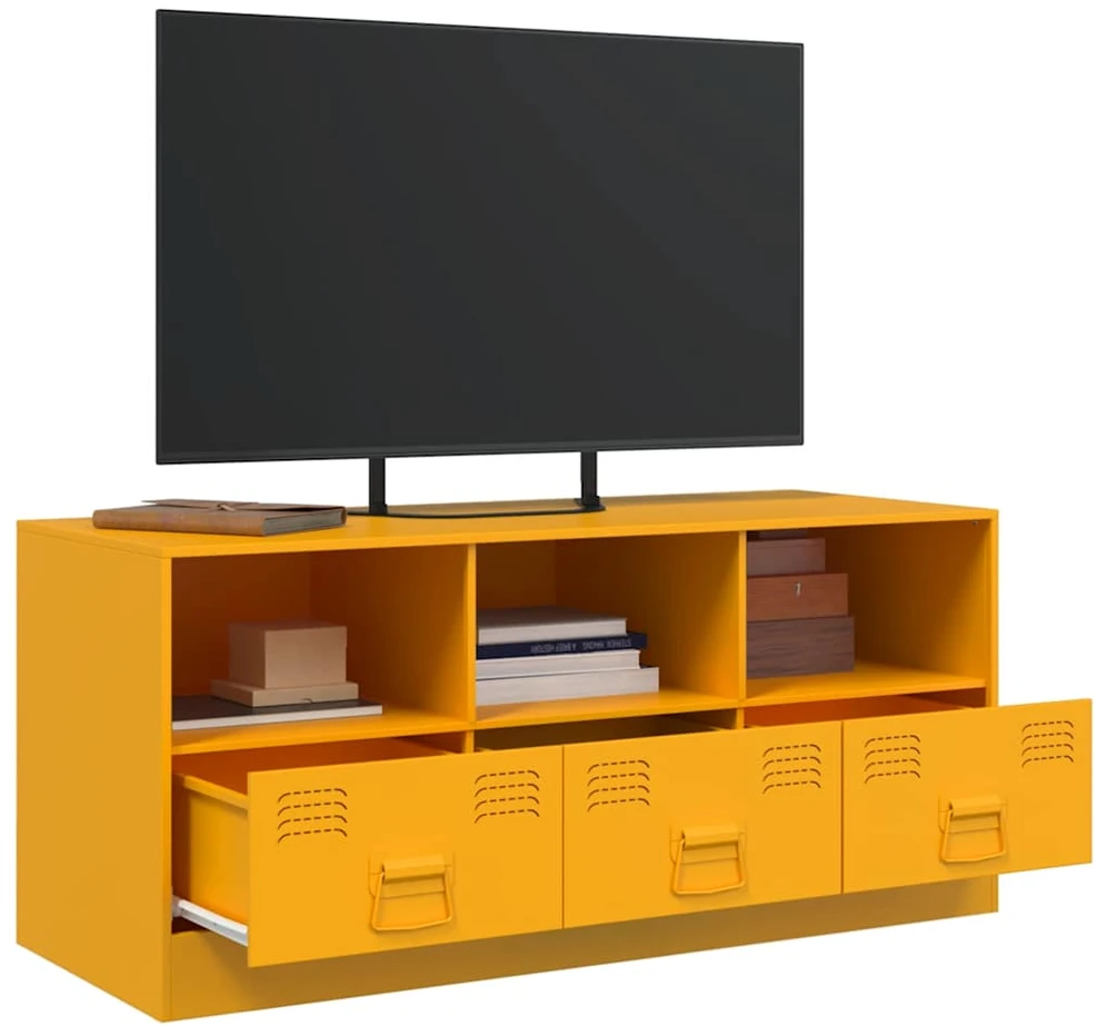TV staliukas Televizoriaus spintelė, garstyčių geltona, 99x39x44cm, plienas