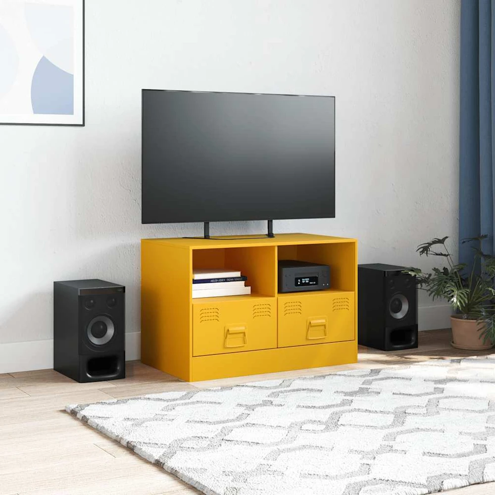 TV staliukas Televizoriaus spintelė, garstyčių geltona, 67x39x44cm, plienas
