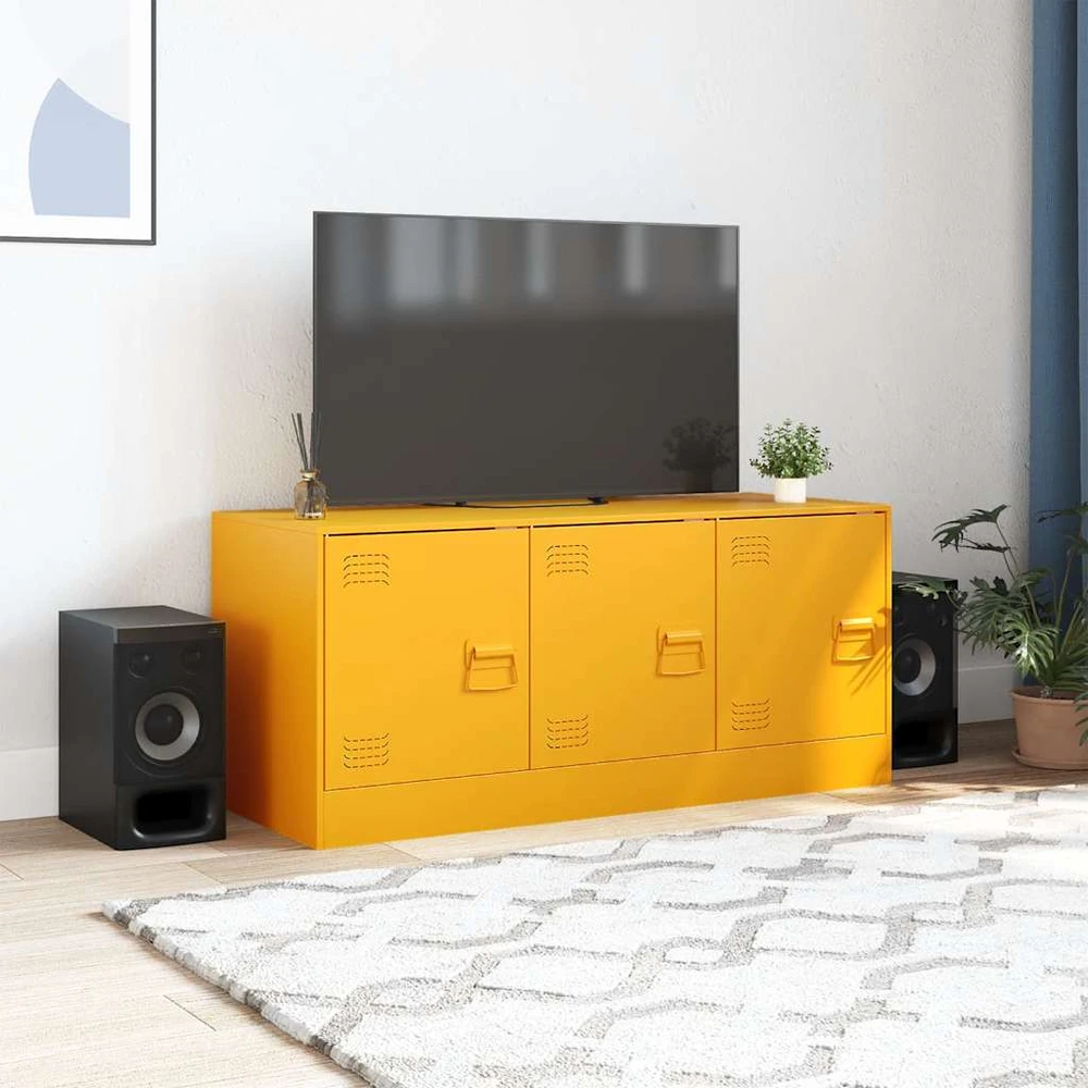 TV staliukas Televizoriaus spintelė, garstyčių geltona, 99x39x44cm, plienas