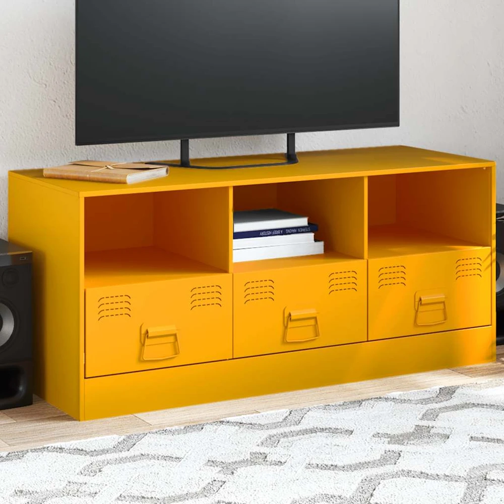 TV staliukas Televizoriaus spintelė, garstyčių geltona, 99x39x44cm, plienas